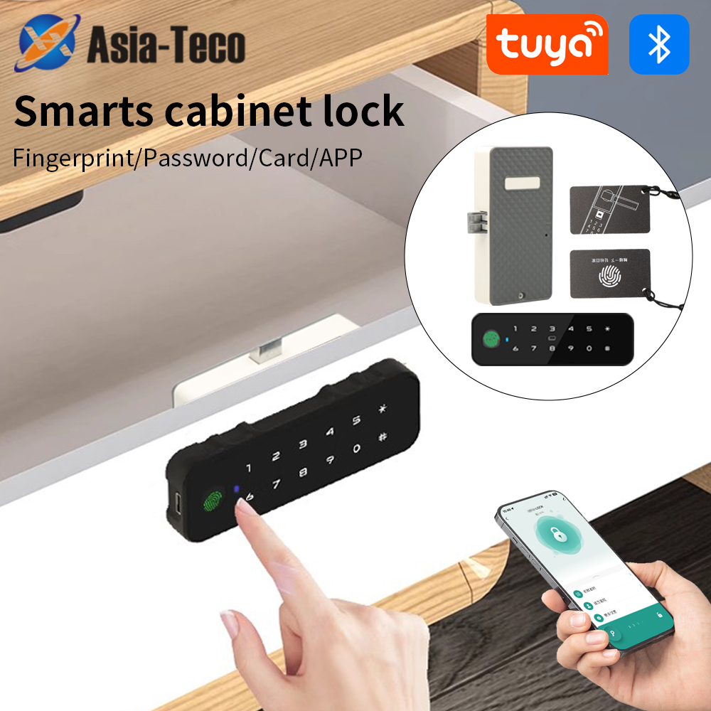 Furniture Hardware Wood - Tuya Bluetooth スマート木製キャビネット指紋ロックアプリリモコンモニターキーレスカードロック解除ドアロッカー家具引き出し