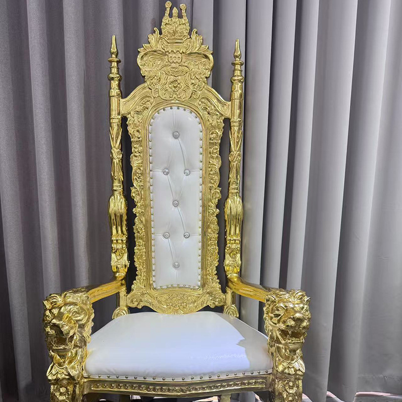 Furniture Hardware Images - フランスのヨーロッパ風金箔装飾ウェディングイメージチェア、卸売高級ウェディングホテルハイバックキングチェア