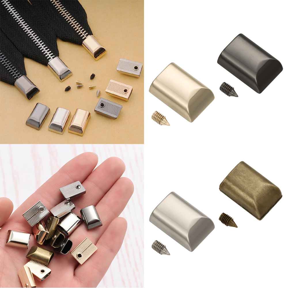 Furniture Hardware Connectors - 金属ジッパーストッパー,テールクリップ,ストップ式テールプラグヘッド,ネジ付き,革ハードウェア,革工芸品,10個