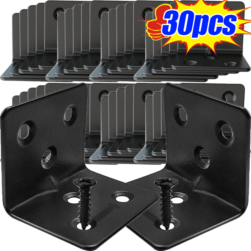 Furniture Hardware Connectors - 10/30 個黒 L 字型直角コーナーコードヘビーデューティ接続ハードウェアステンレス鋼家庭用家具安定したコネクタ