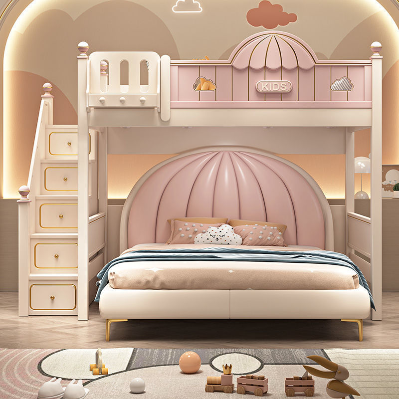 Furniture Hardware Lowes - プリンセススタイル二段ベッド 上下ベッド ダブルハイ＆ローベッド 上下ベッド ピンク 二層式
