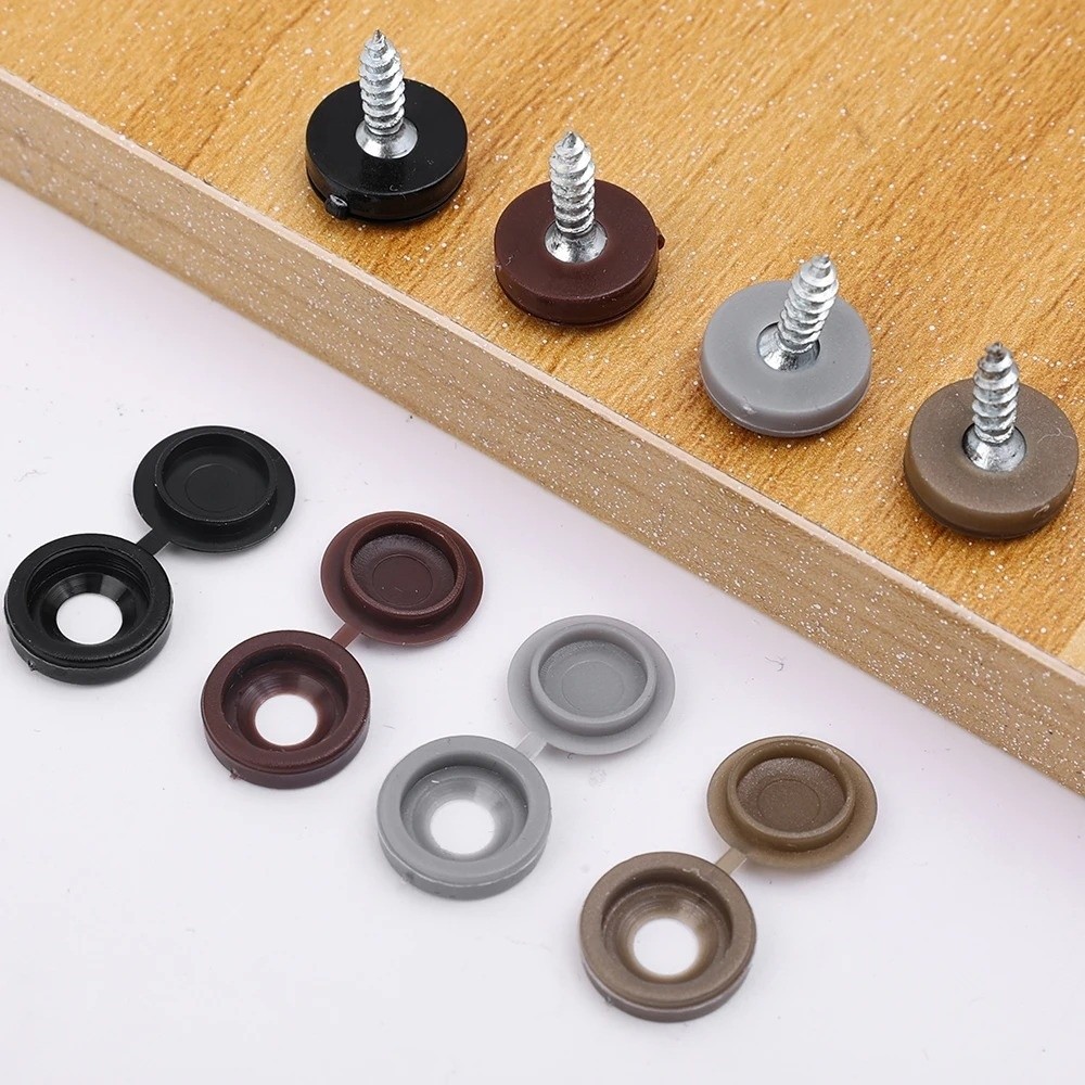 Furniture Hardware Fixing Screws - 100 個耐久性のあるユニバーサルフィットネジ保護カバースナップ保護 DIY フォールドスナップキャップ固定キャップ家具ハードウェア