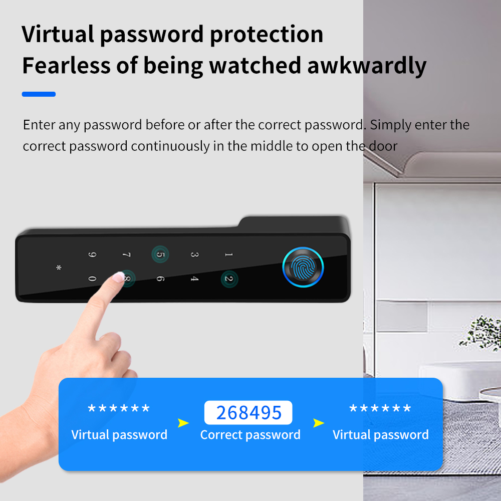 ミニマリスト電子指紋サイレントドアロックサポート Tuya  - Furniture Hardware Wood のレビューと価格