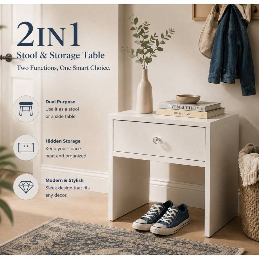 2-in-1収納スツール＆ナイトスタンド、クリスタルノブ付き - Furniture Hardware Kit のレビューと価格