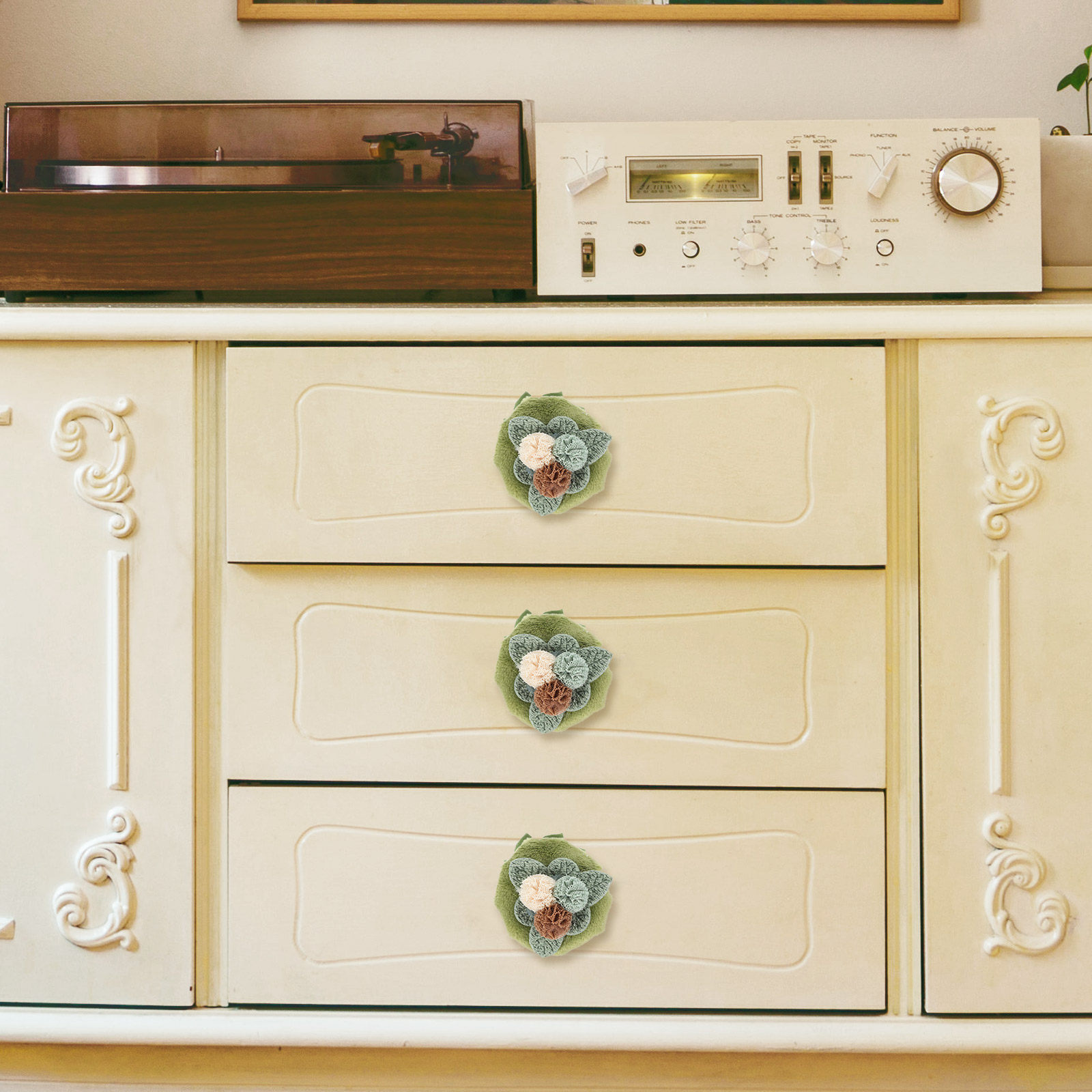 花柄のドアノブカバー、布製装飾保護カバー、キャビネット引き出 - Cabinet Knob Round のレビューと価格