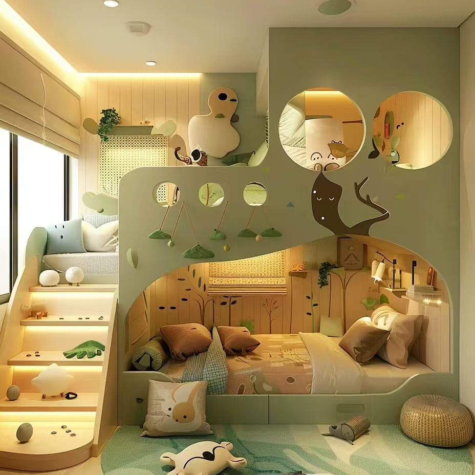 無垢材子供用ベッド　ハイ＆ロー二段ベッド　子供用ベッド　上下 - Furniture Hardware Lowes のレビューと価格